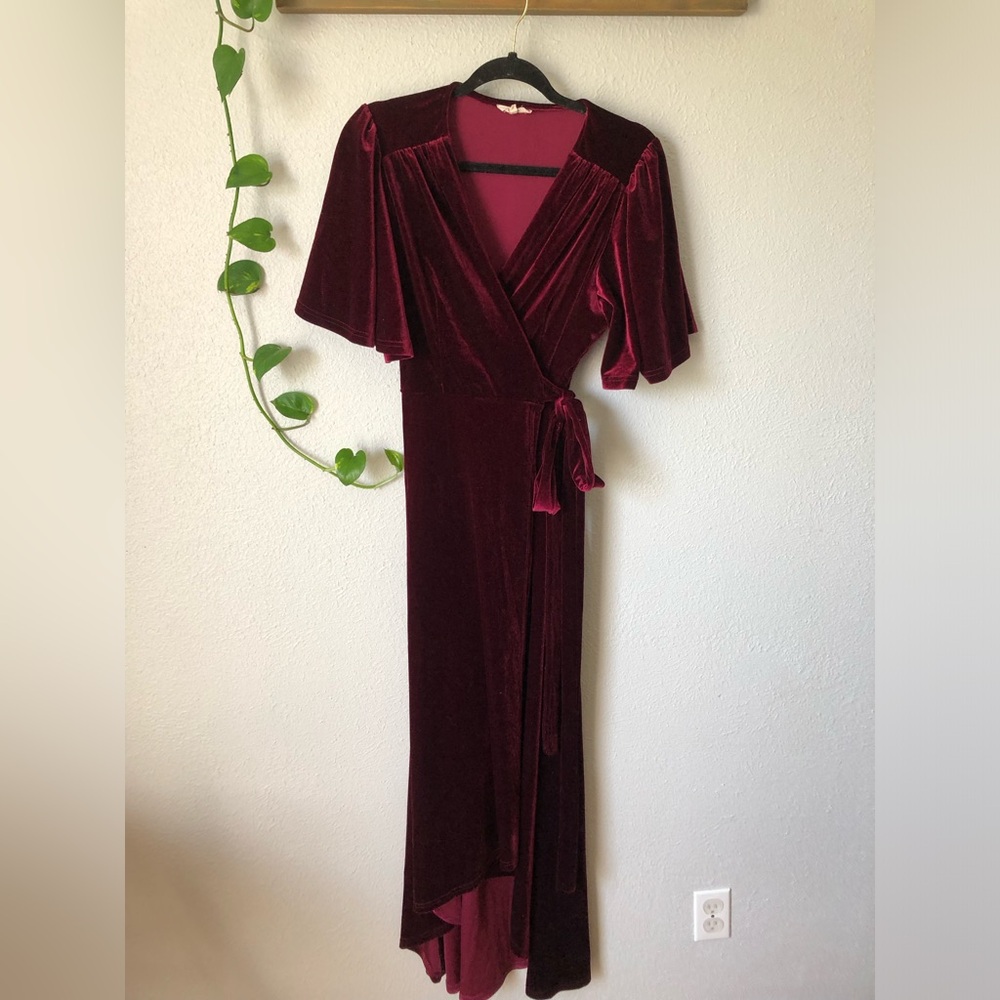 Red Velvet Wrap Dress